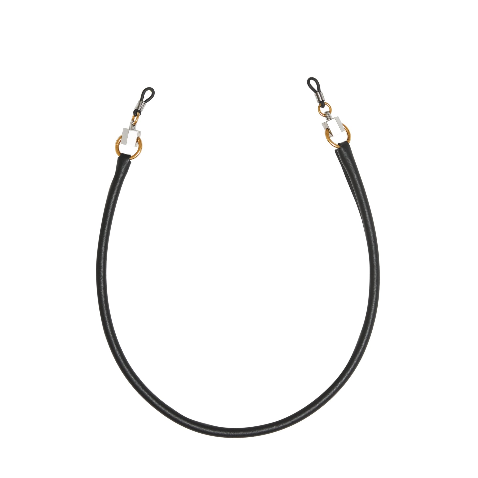 Cordon à lunettes en cuir avec détail métallique - Black
