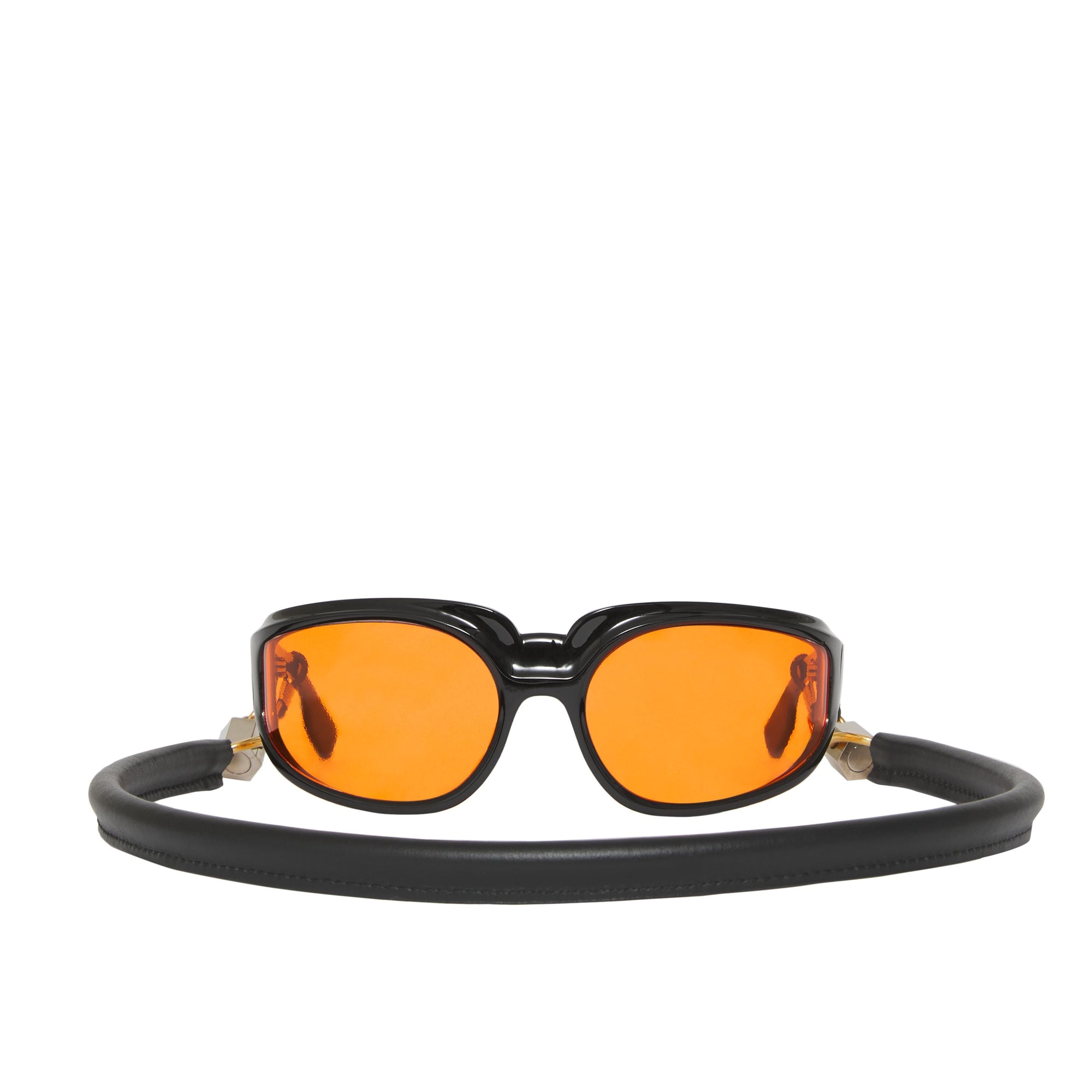 Cordon à lunettes en cuir avec détail métallique - Black