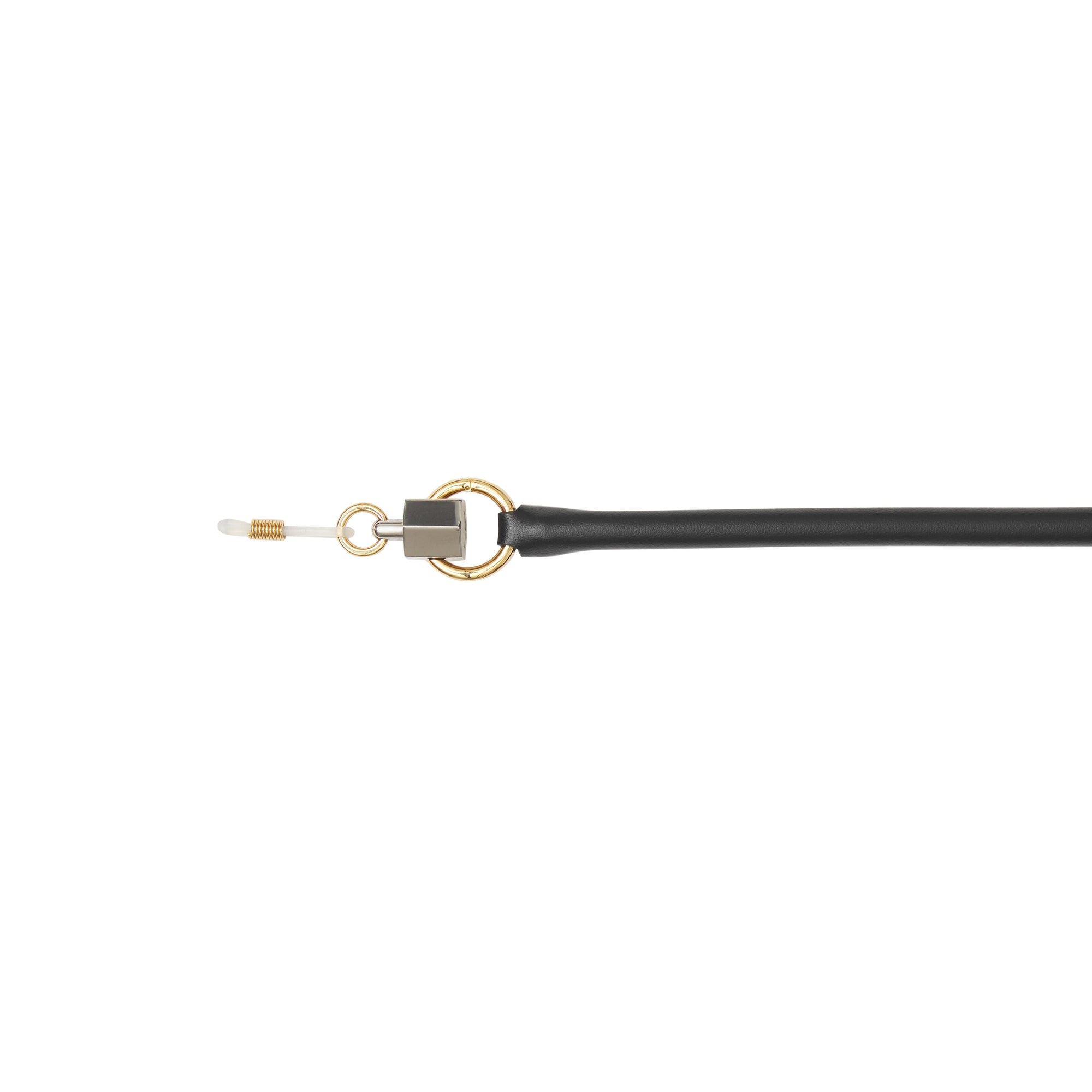 Cordon à lunettes en cuir avec détail métallique - Black