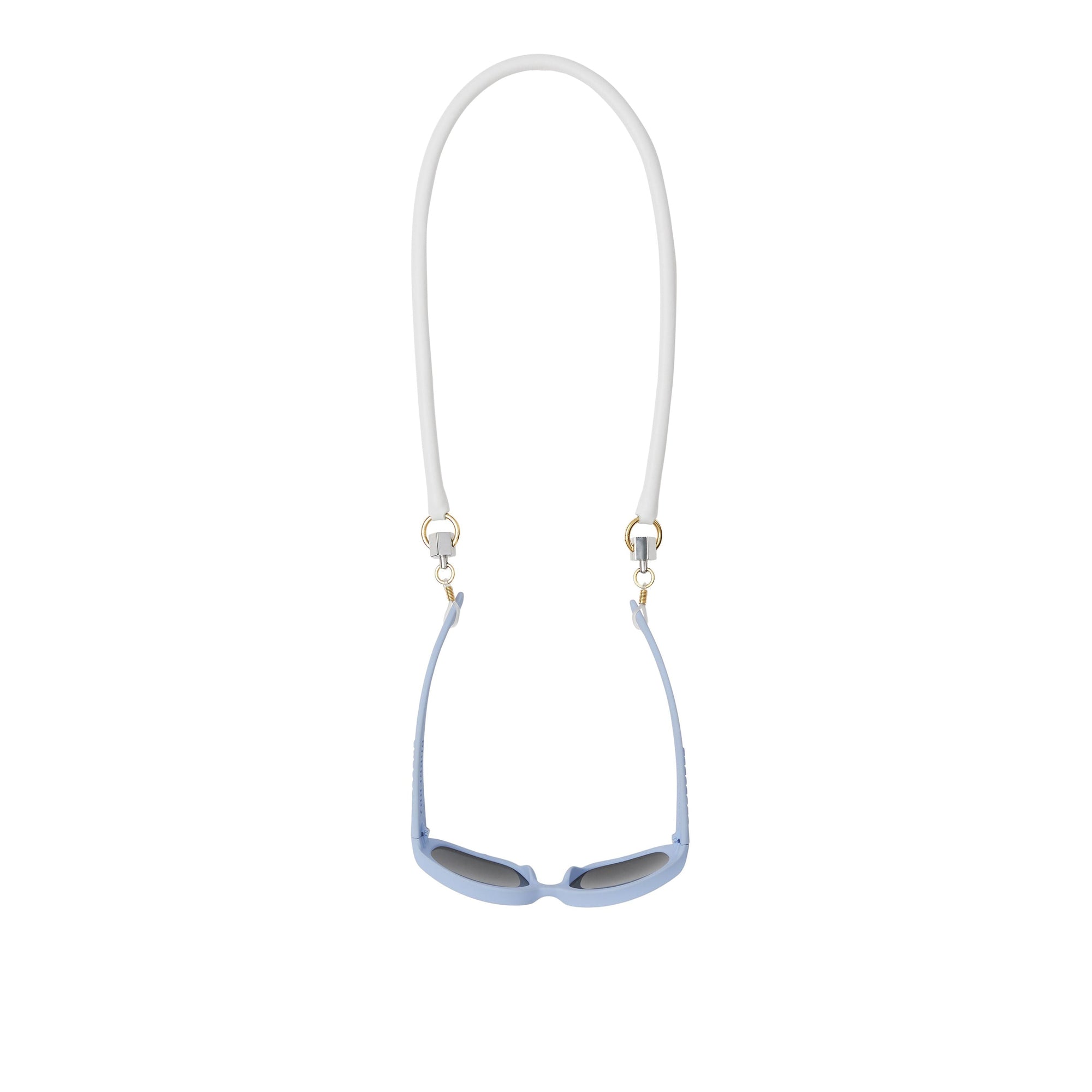 Cordon à lunettes en cuir avec détail métallique - White