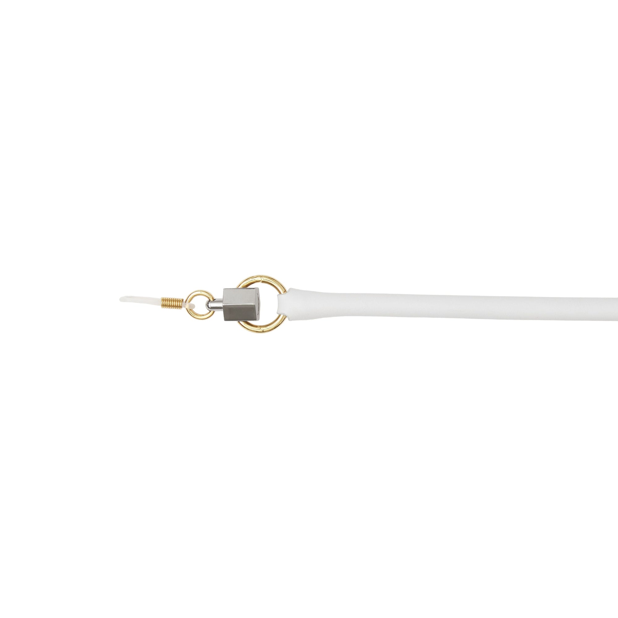 Cordon à lunettes en cuir avec détail métallique - White