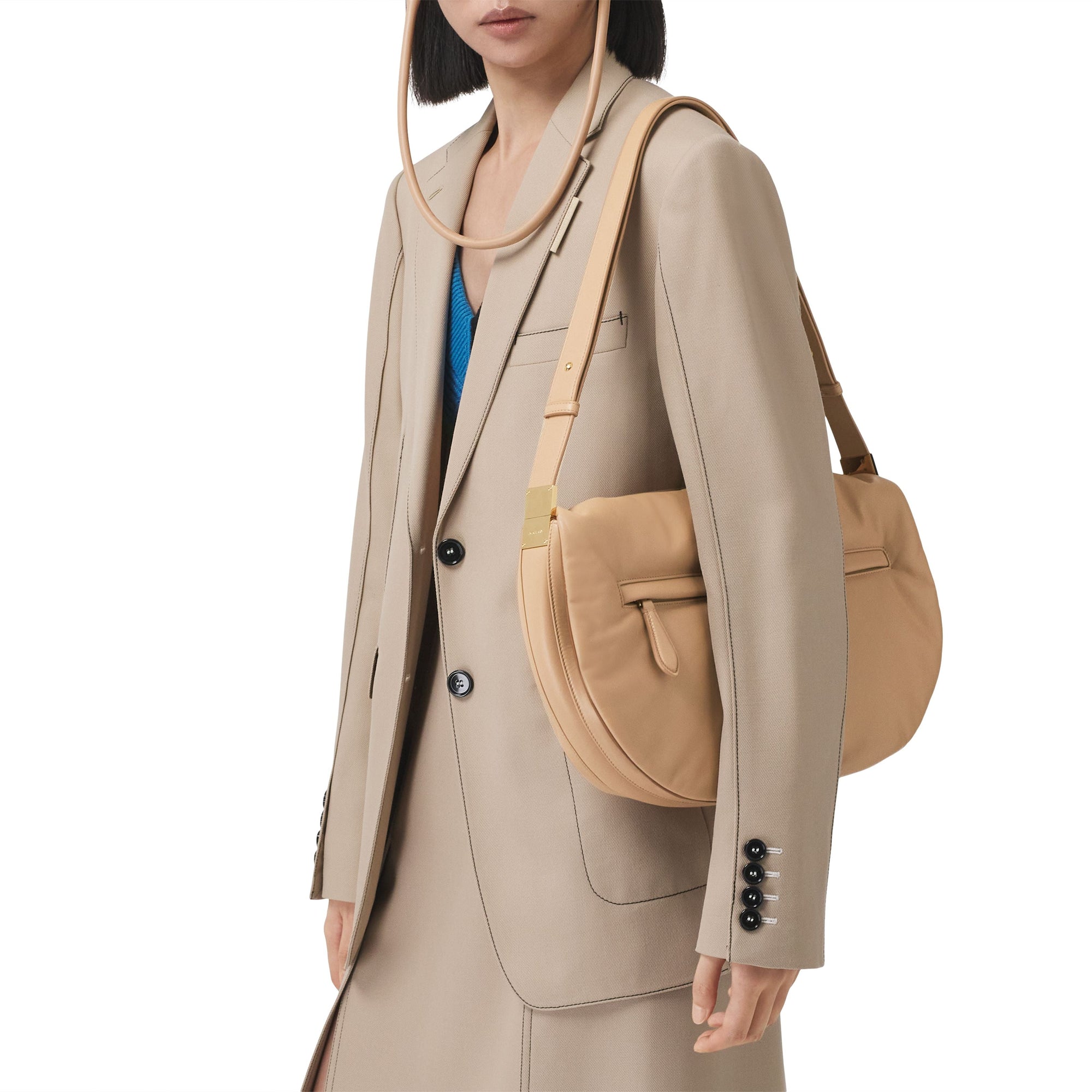 Sac Olympia extra-large en cuir d'agneau plongé - Cool Beige