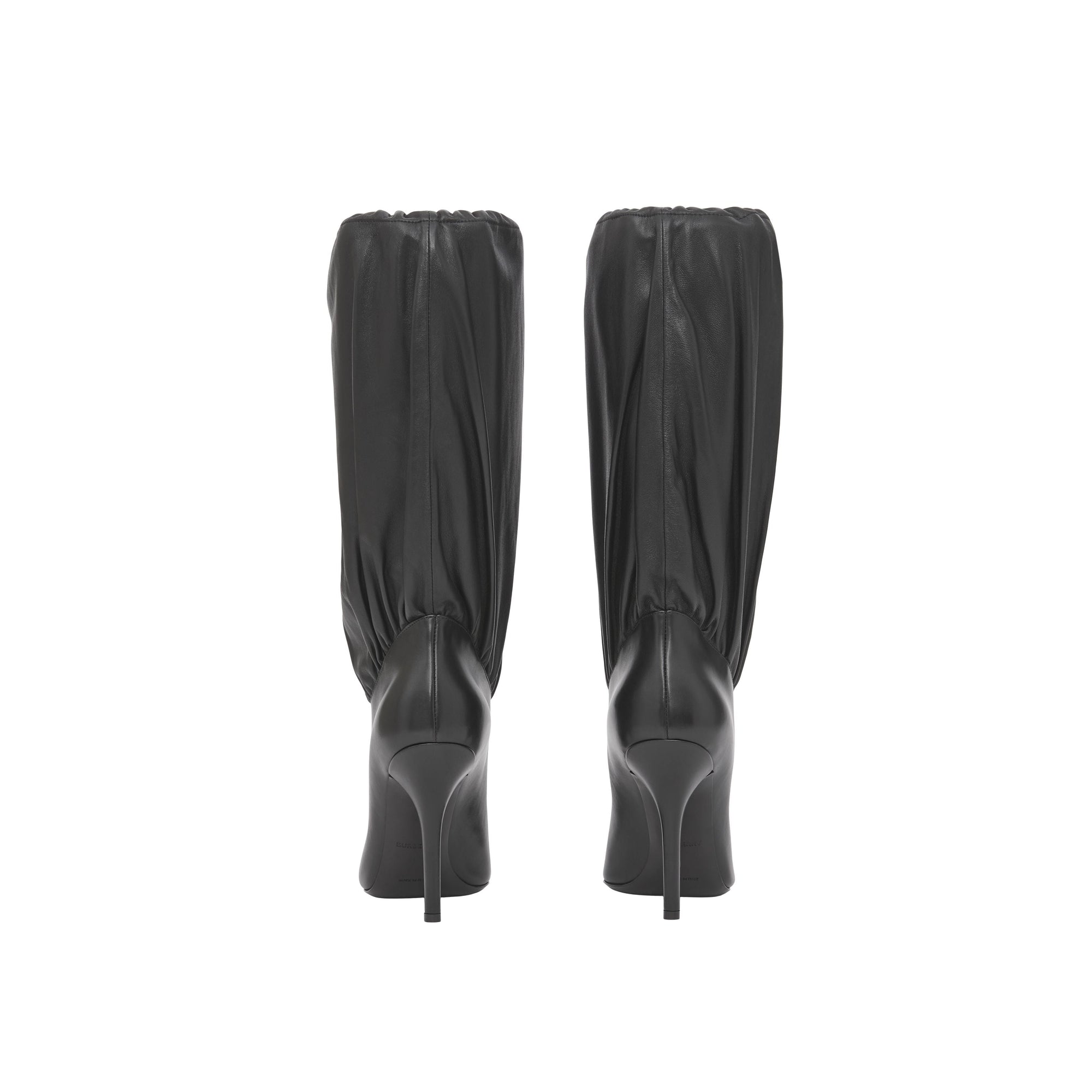 Bottes à cordon de serrage en cuir et cuir d'agneau plongé - Black