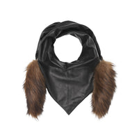 Bandana doublé de soie avec fausse fourrure - Black