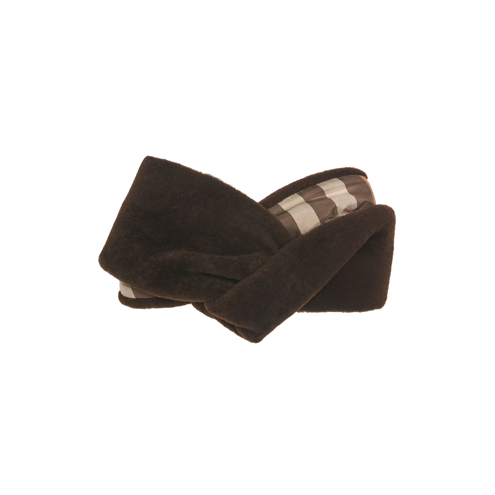 Bandeau en shearling avec check - Ebony Brown