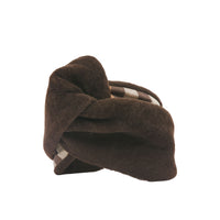 Bandeau en shearling avec check - Ebony Brown