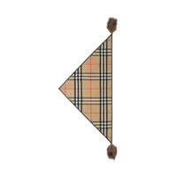 Bandana en cachemire check avec fausse fourrure - Archive Beige