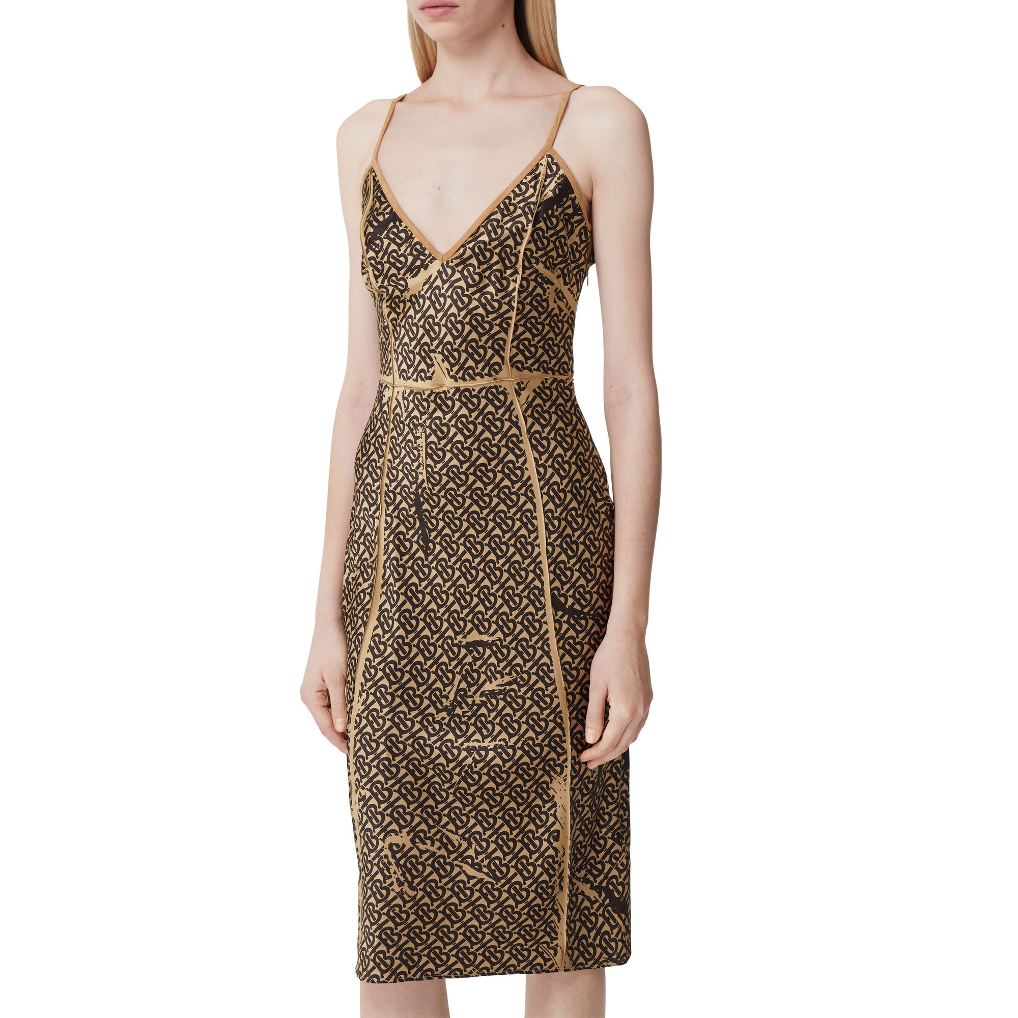 Robe combinaison en soie Monogram - Honey