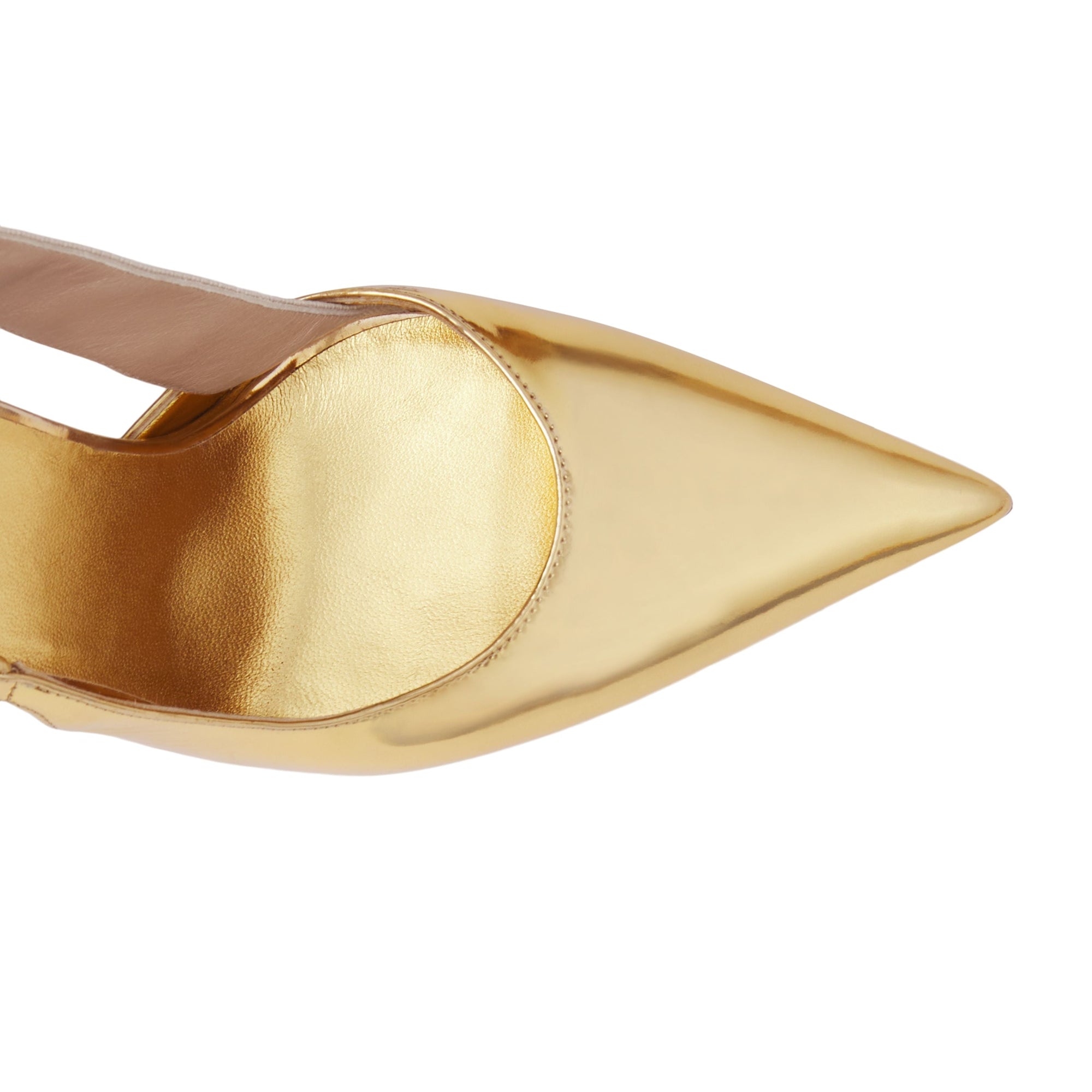 Escarpins en cuir métallisé à talon ouvert - Gold