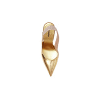 Escarpins en cuir métallisé à talon ouvert - Gold