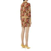 Pull en jacquard de laine technique avec tigre - Honey Beige