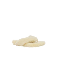 Claquettes en shearling avec logo - Vanilla