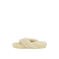 Claquettes en shearling avec logo - Vanilla