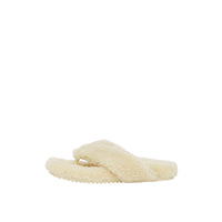 Claquettes en shearling avec logo - Vanilla