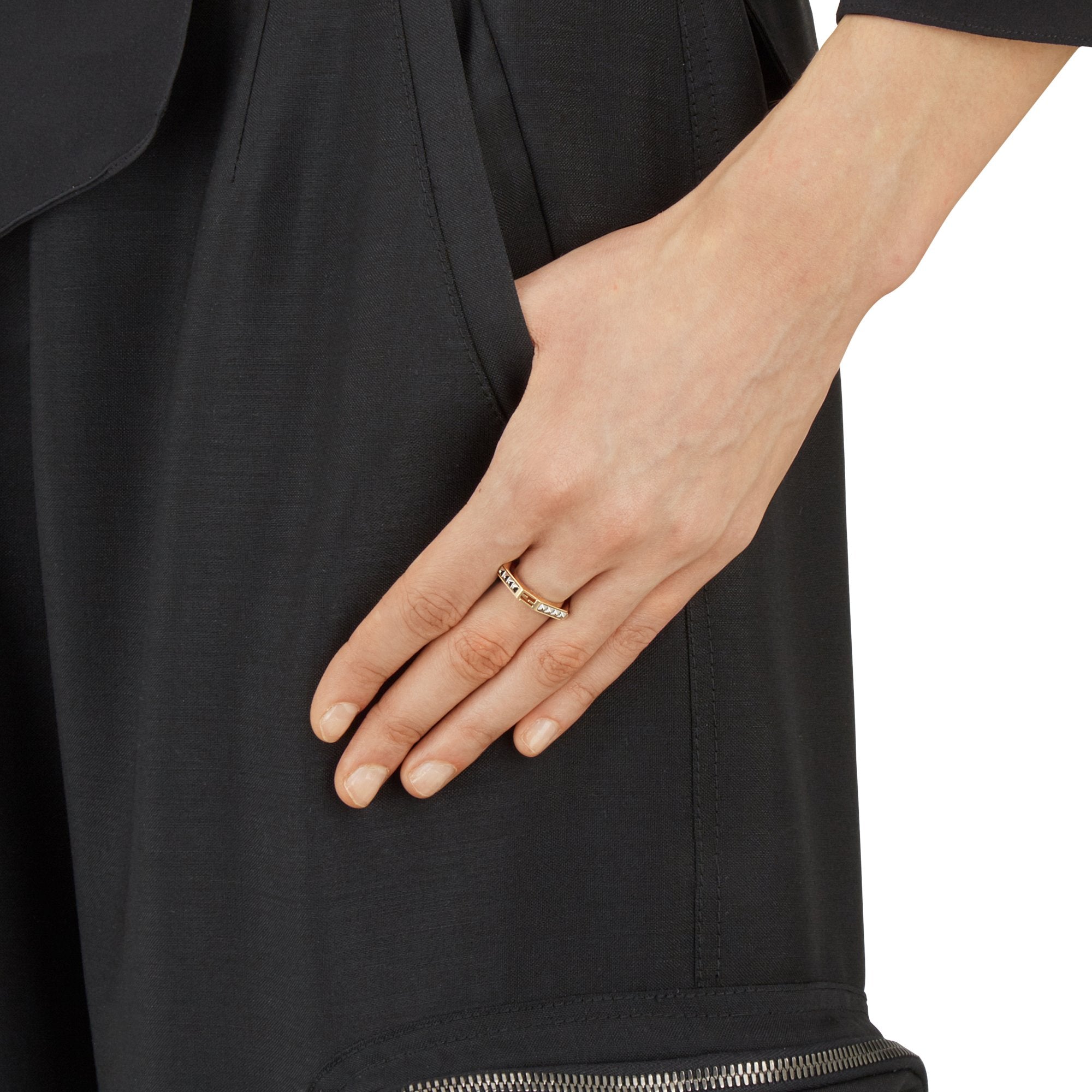 Bague baguette FF - Or & Argent