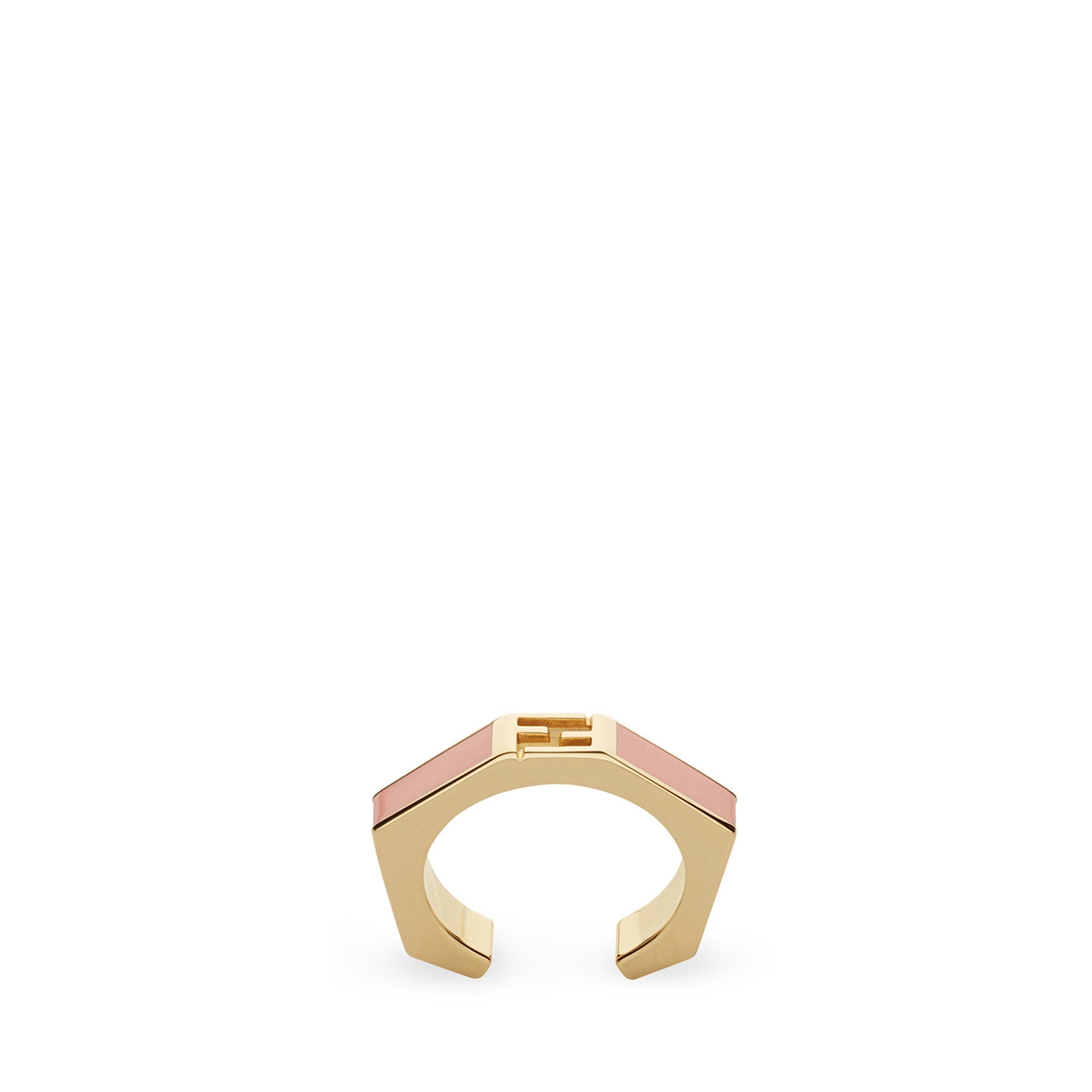 Bague baguette FF - Doré & Rose