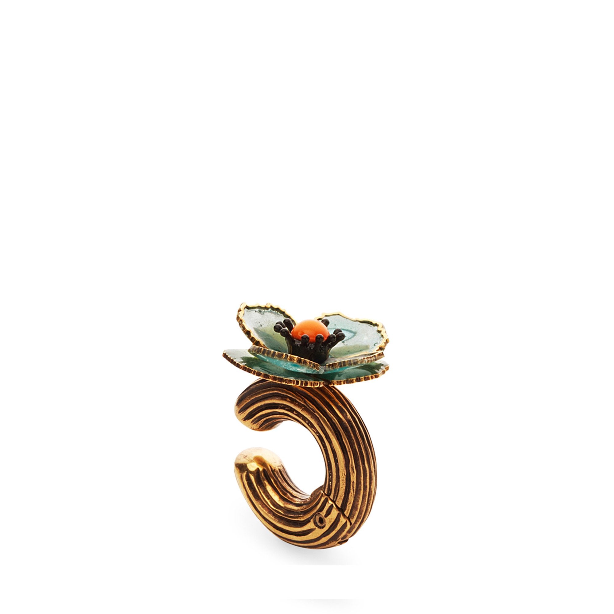 Mono boucle d’oreilles flowers - Doré & Vert D'Eau