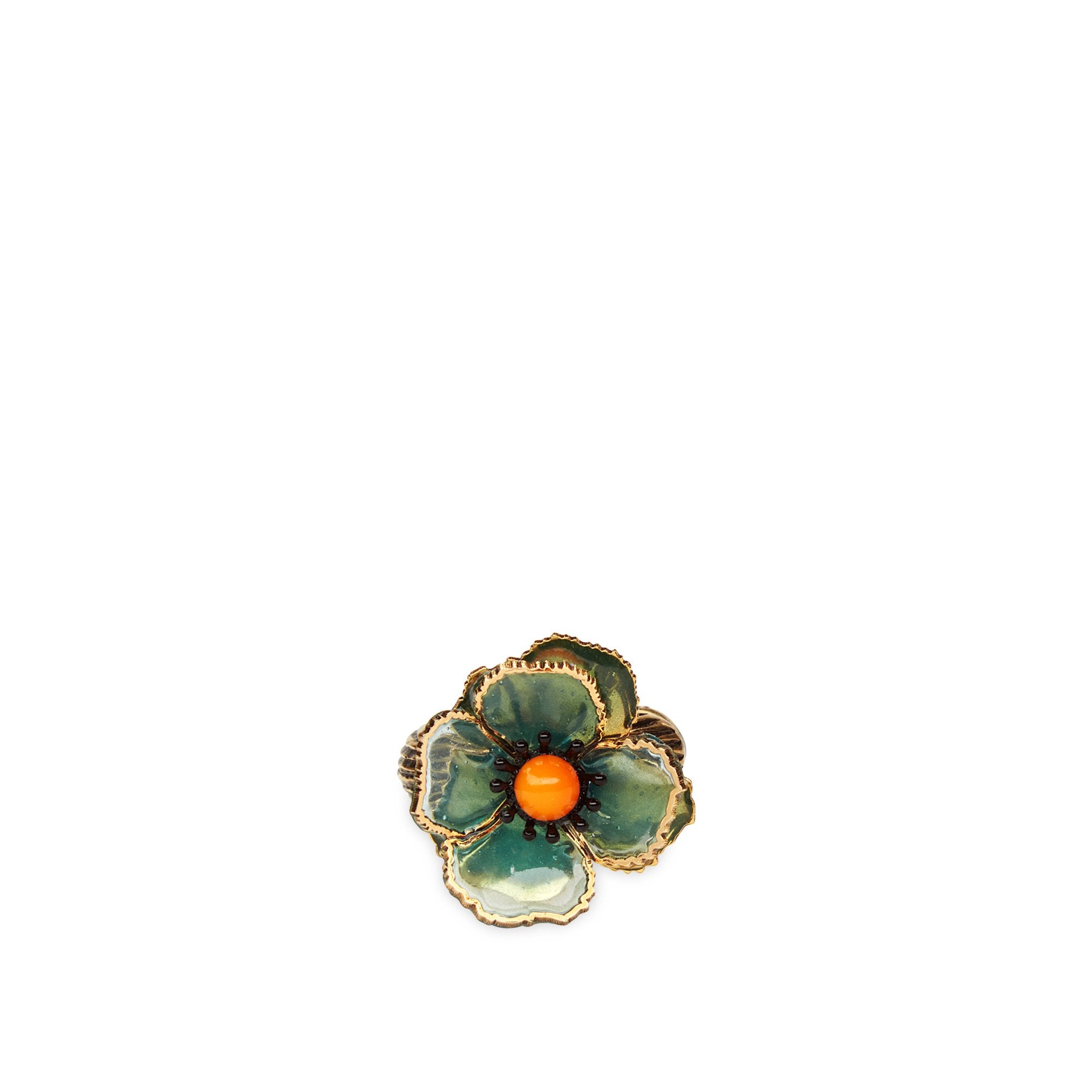 Mono boucle d’oreilles flowers - Doré & Vert D'Eau