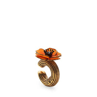 Mono boucle d’oreilles flowers - Doré & Orange