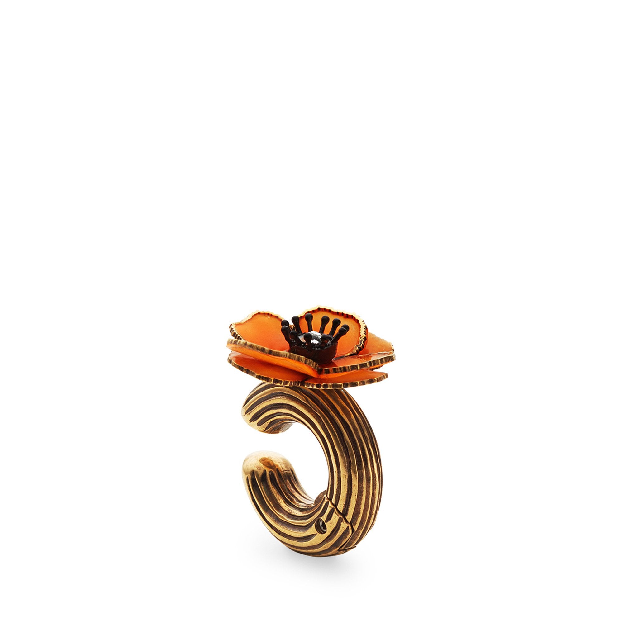 Mono boucle d’oreilles flowers - Doré & Orange