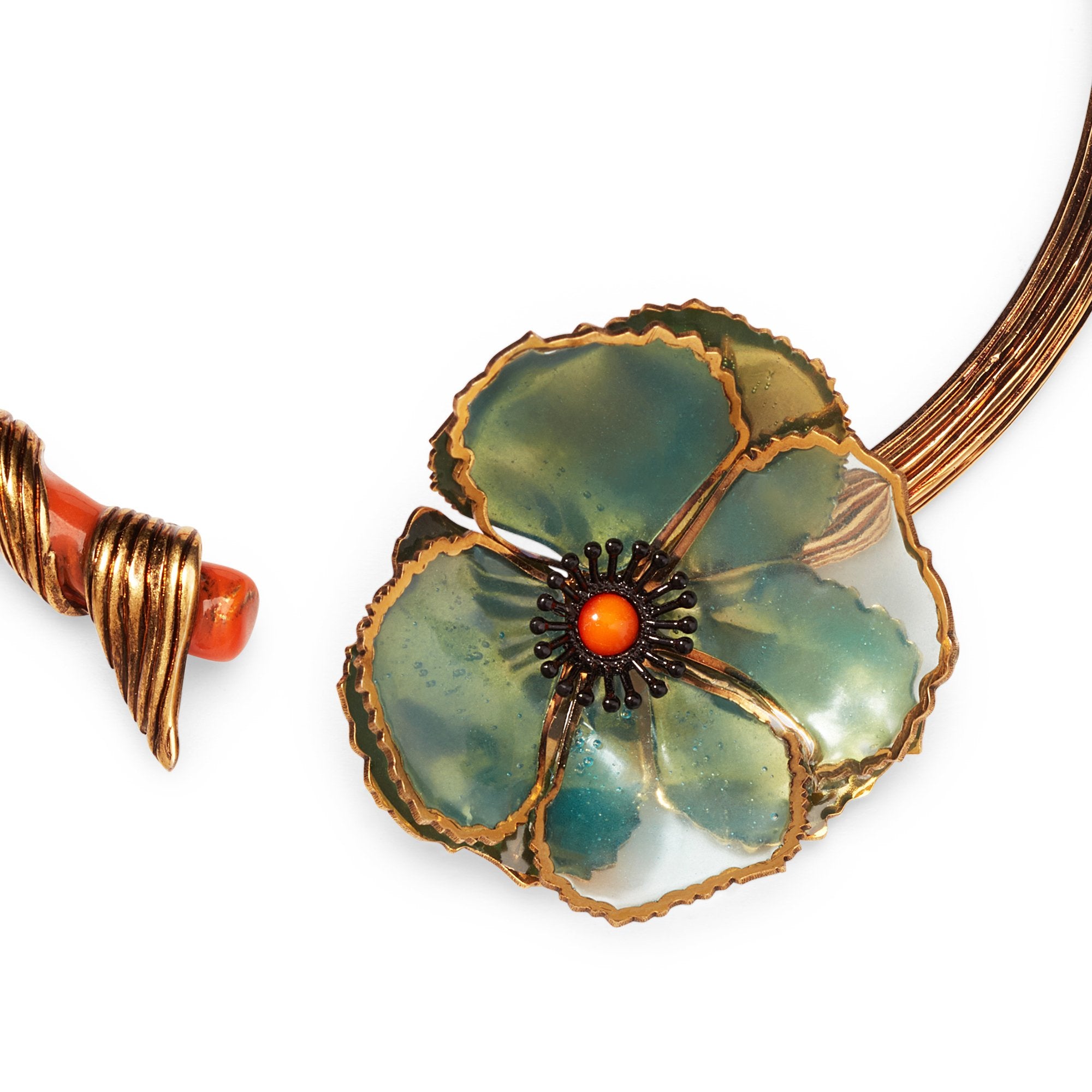 Collier flowers - Doré & Orange