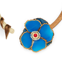 Collier flowers - Doré & Bleu Roi