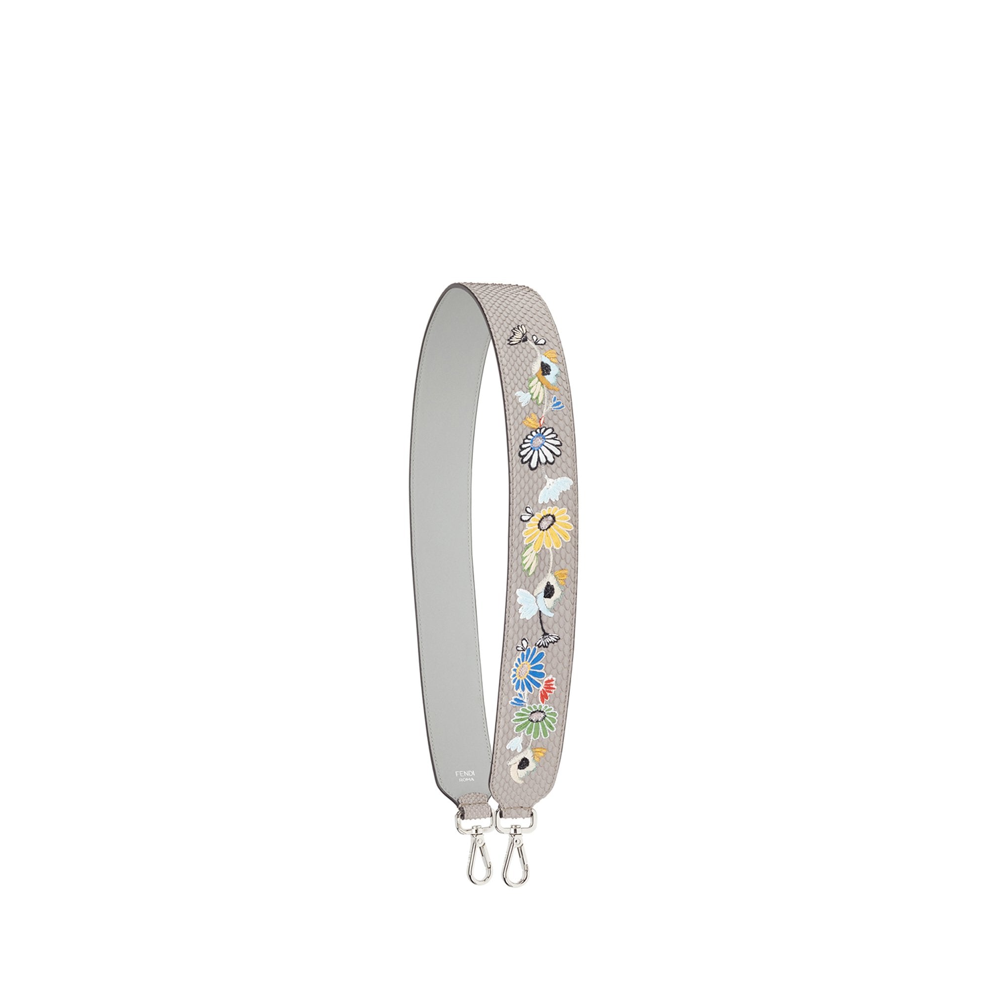 Bandoulière de sac Strap You flower en python - Gris
