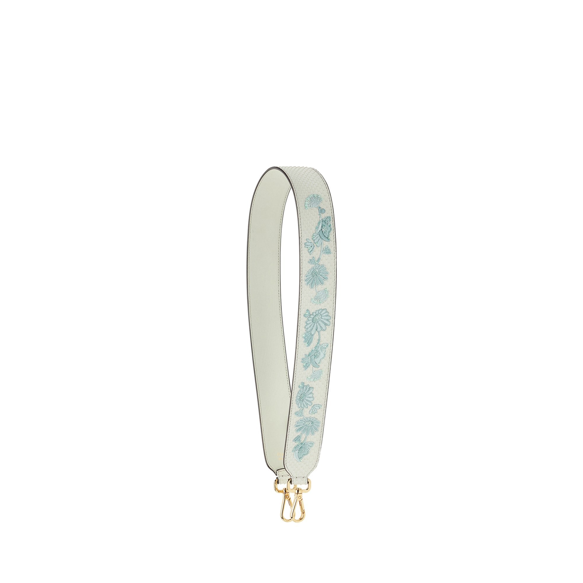 Bandoulière de sac Strap You double en python - Blanc & Turquoise
