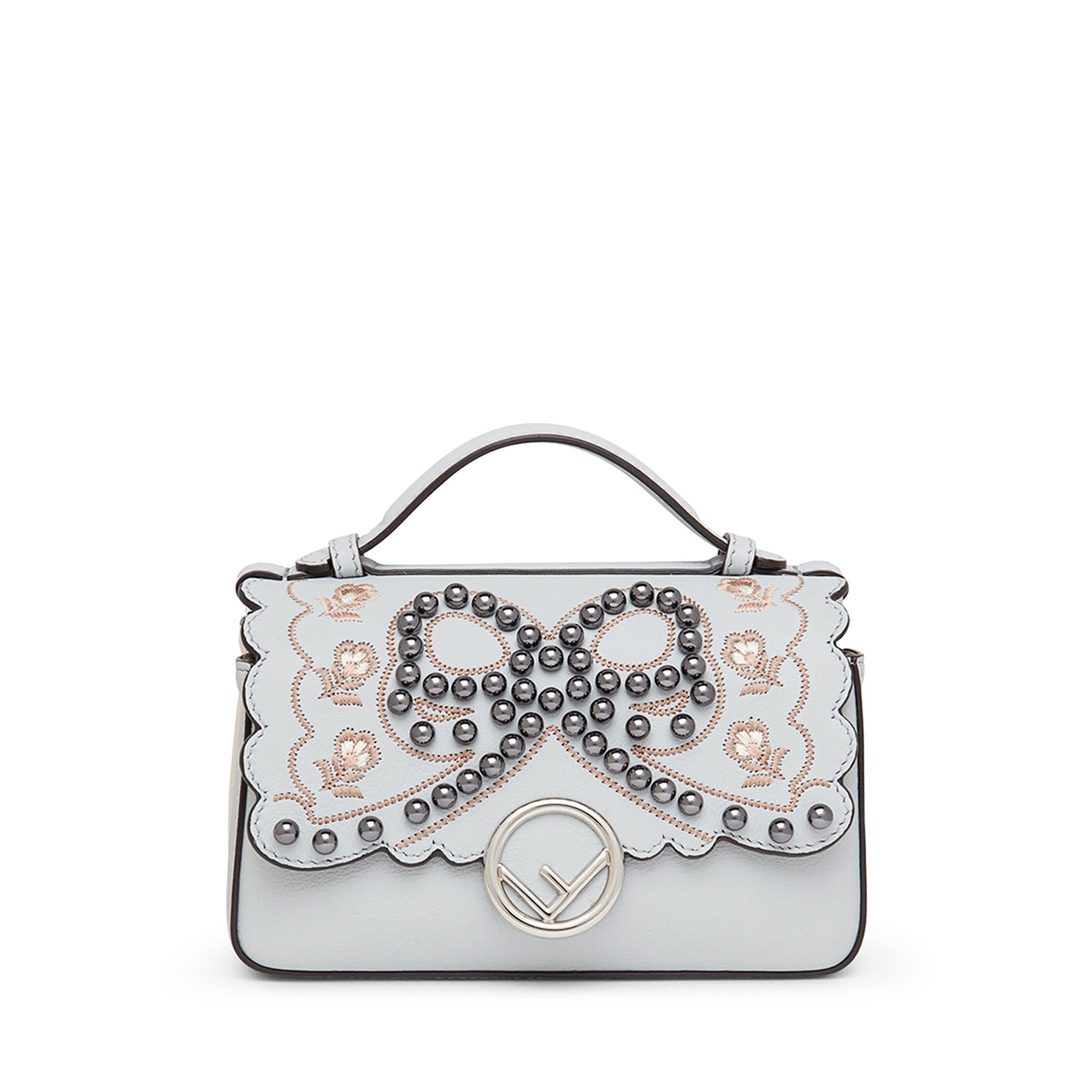 Mini sac FF en cuir - Gris perle