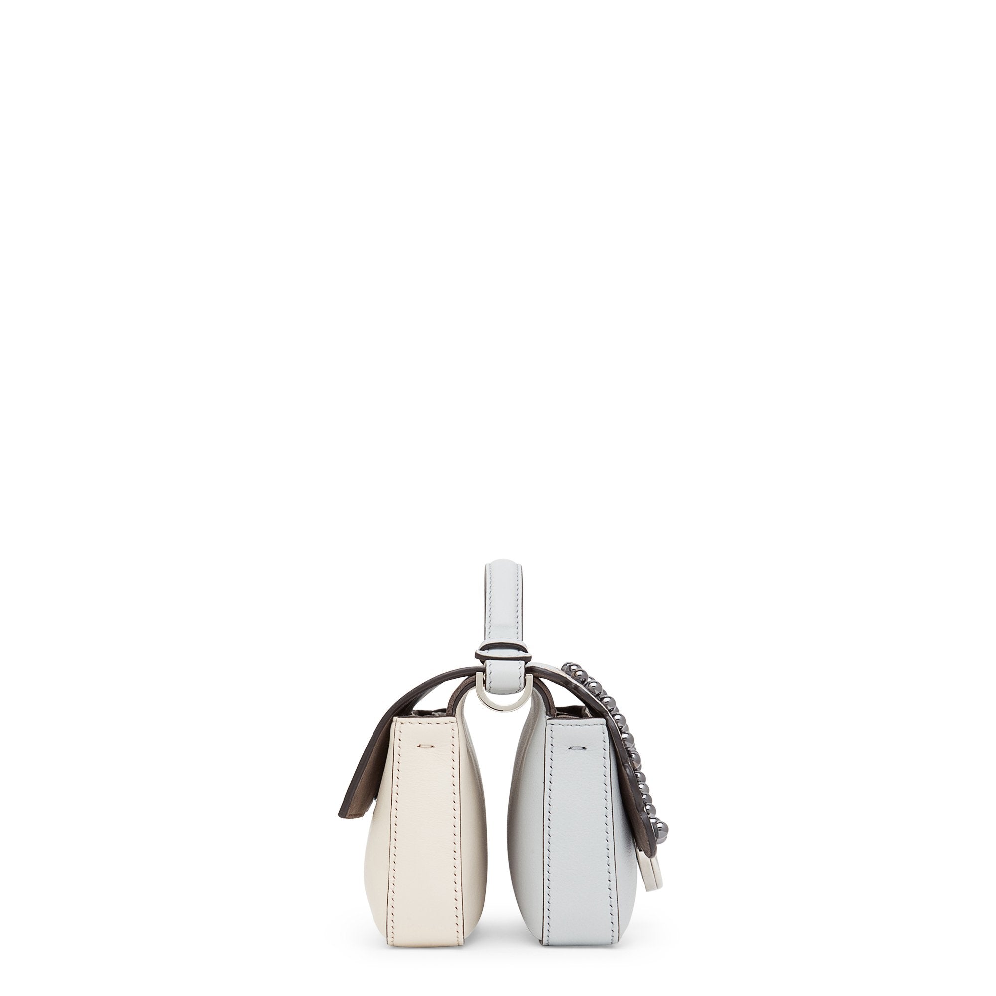 Mini sac FF en cuir - Gris perle