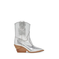 Santiags pointues en cuir - Argent