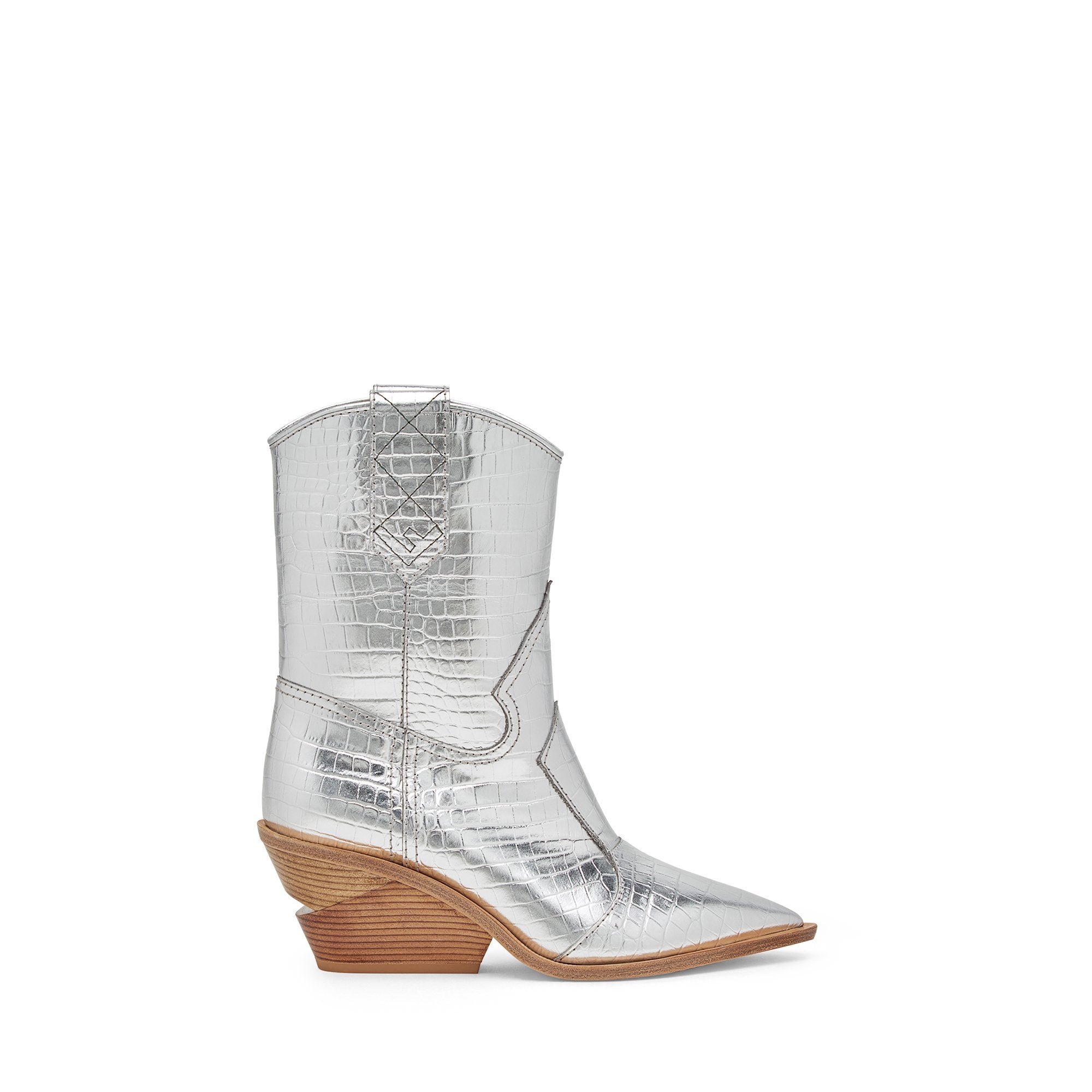 Santiags pointues en cuir - Argent