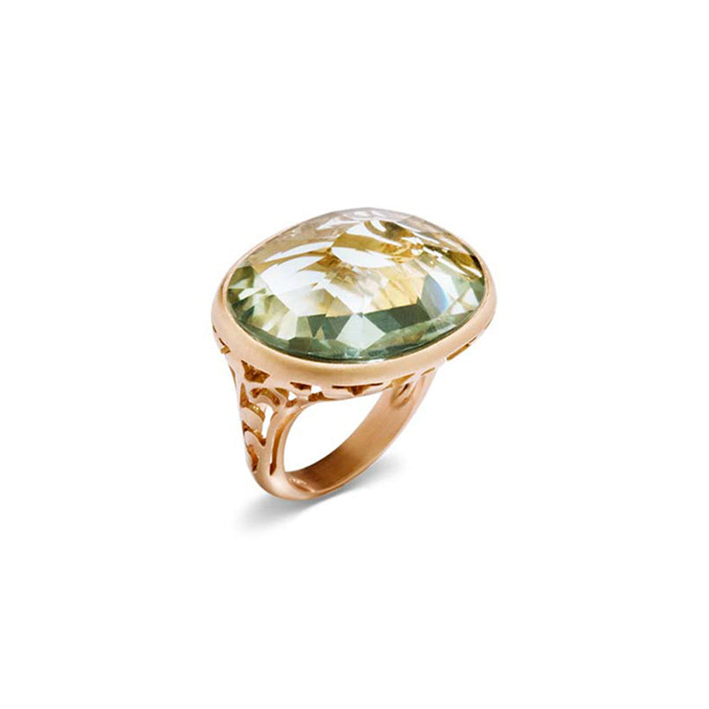 Bague Arabesque en Or Rose 18K & Prasiolite