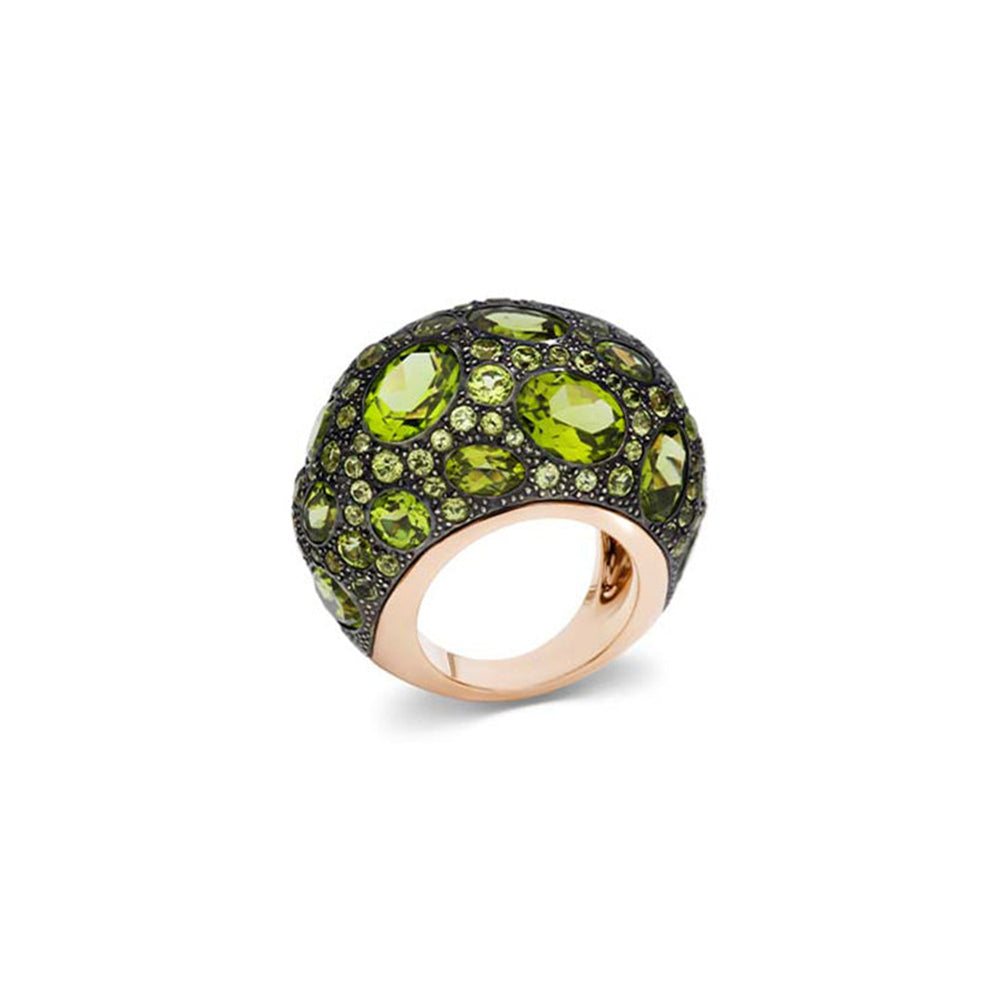 Bague Tabou en Or Rose 18K & Peridot et Diamant Brun