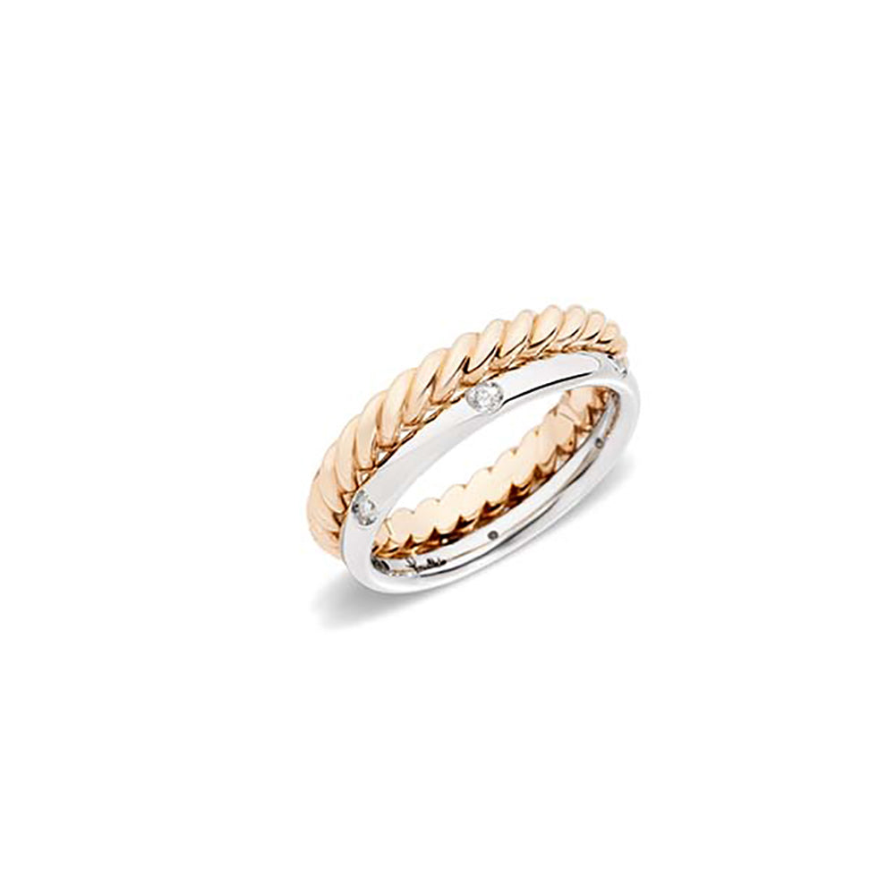 Bague Milano en Or Blanc & Rose 18K & Diamant Blanc