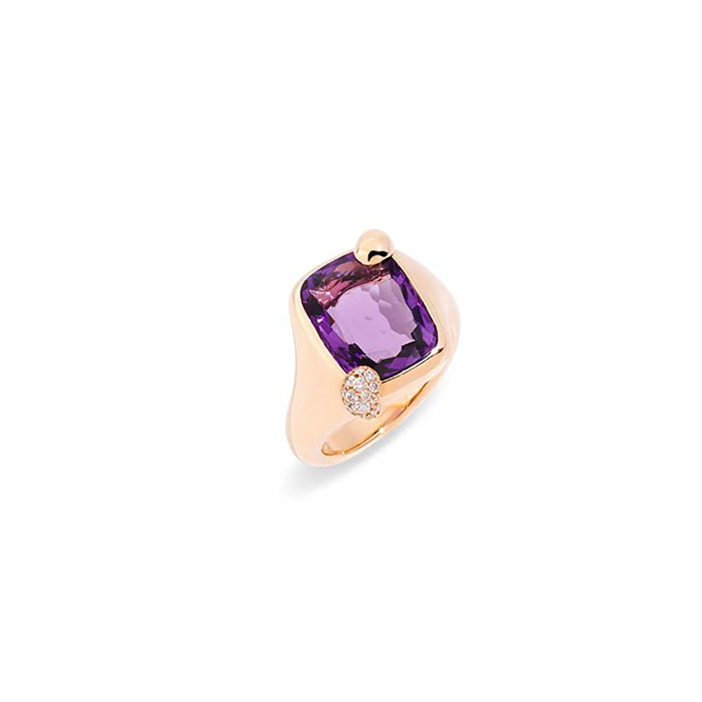Bague Ritratto en Or Rose 18K & Diamant Blanc et Améthyste
