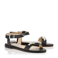 CITY SANDAL FLAT WITH JEWEL - Noir
