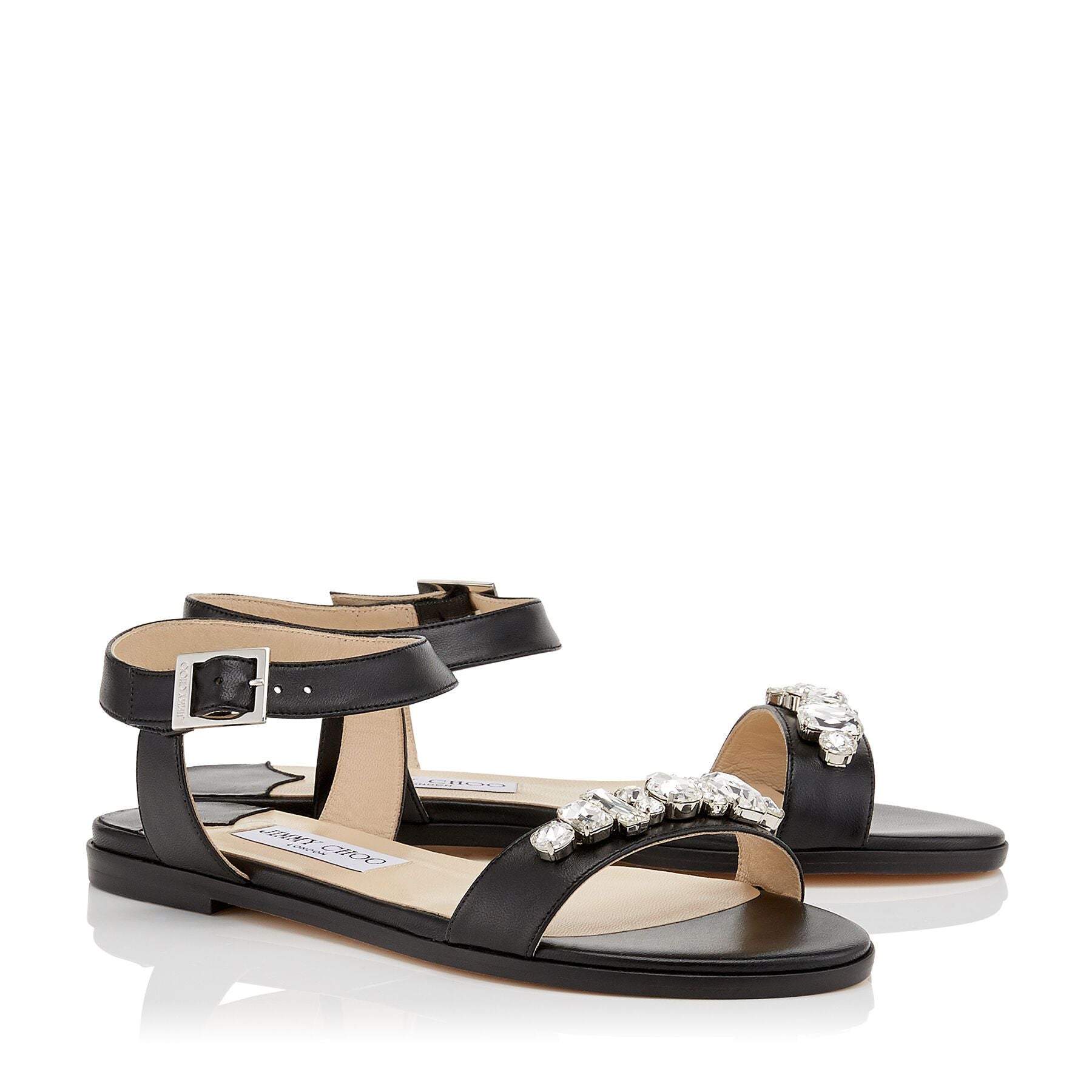 CITY SANDAL FLAT WITH JEWEL - Noir