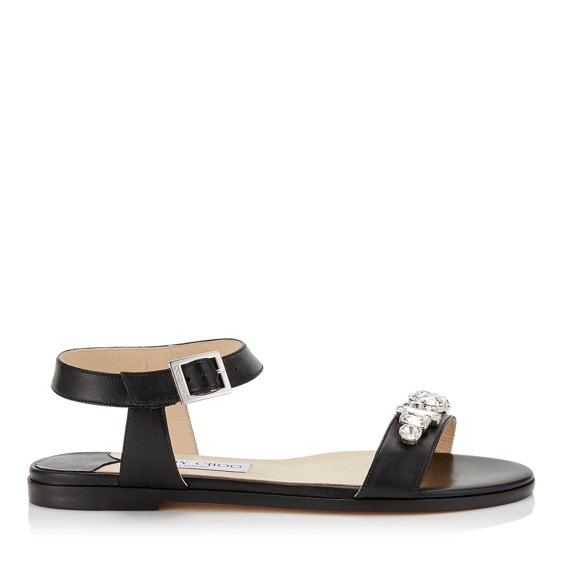 CITY SANDAL FLAT WITH JEWEL - Noir