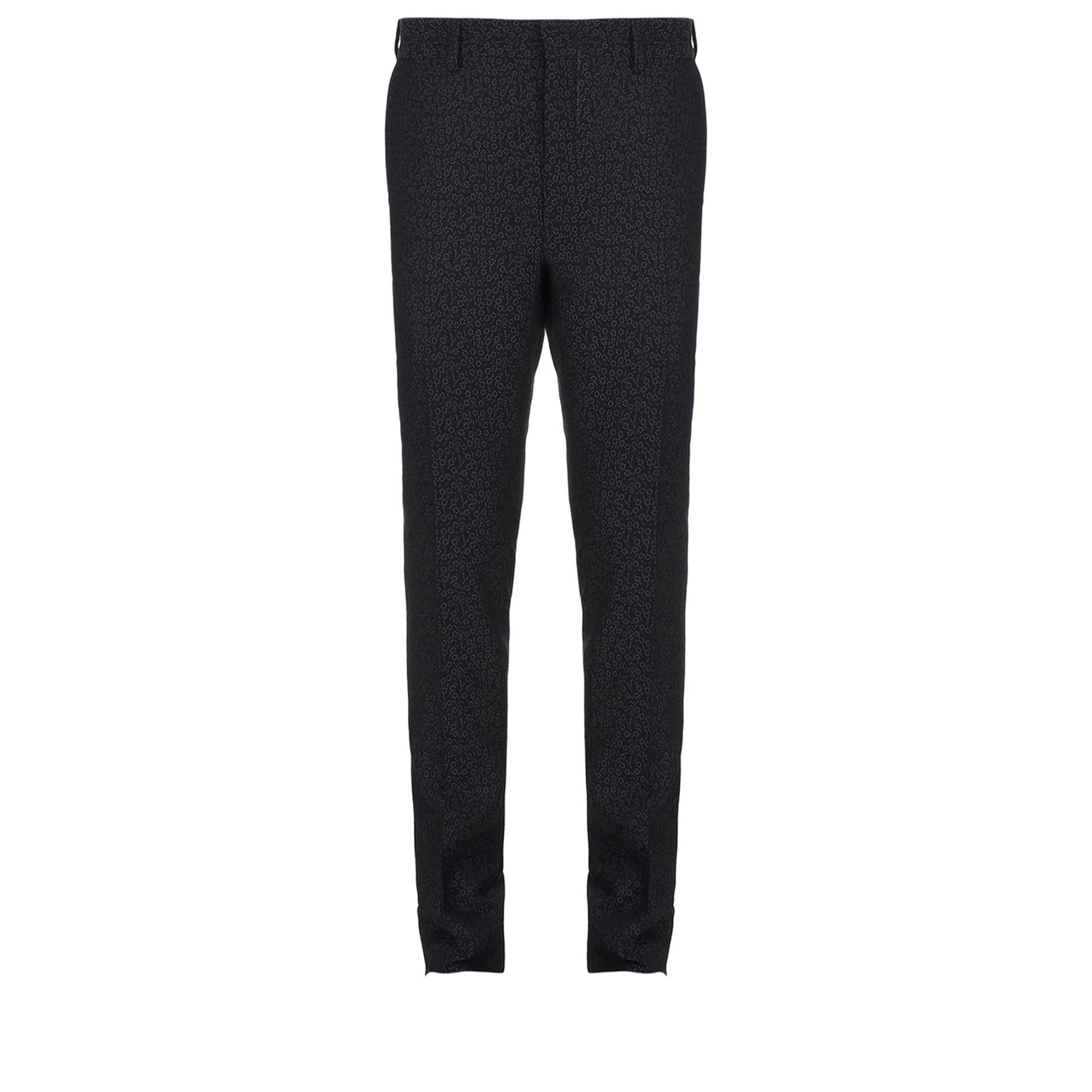 Pantalon coupe regular jacquard en laine - Noir