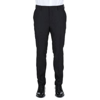 Pantalon coupe regular jacquard en laine - Noir