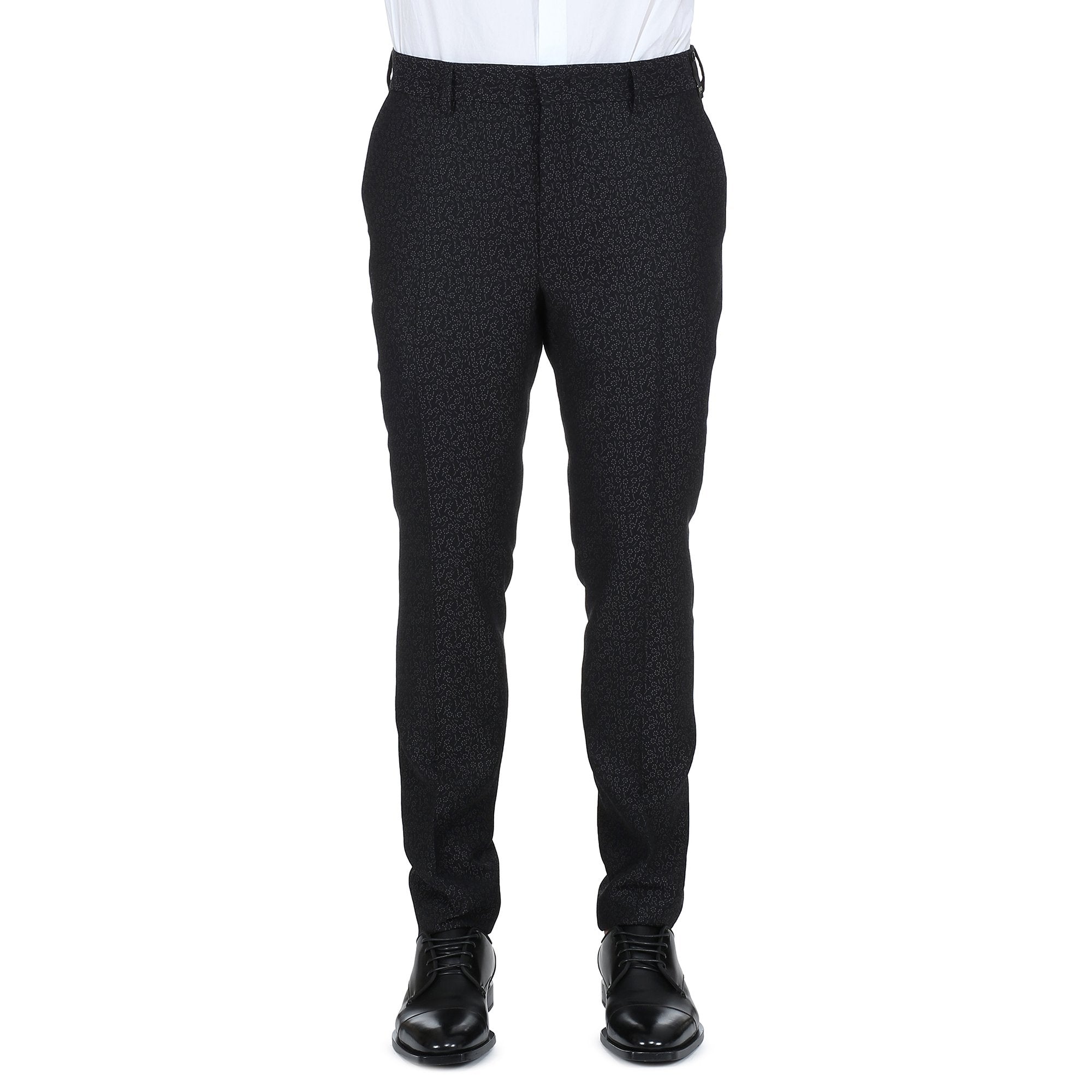 Pantalon coupe regular jacquard en laine - Noir