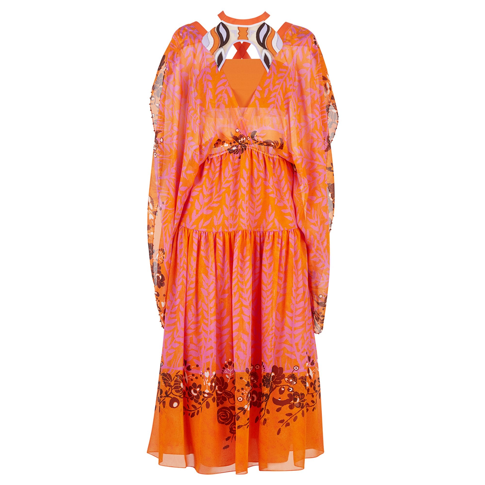 Robe longue fluide en soie - Orange