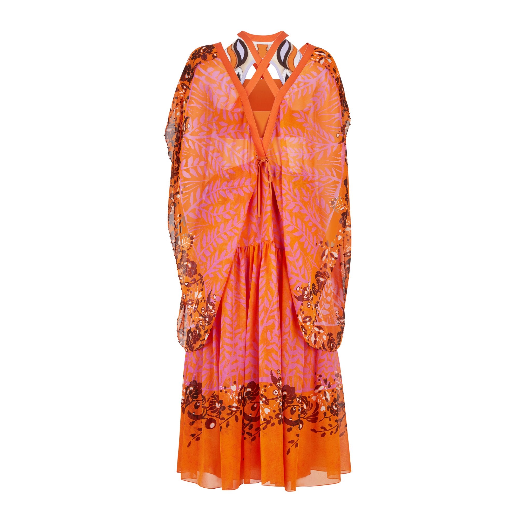 Robe longue fluide en soie - Orange