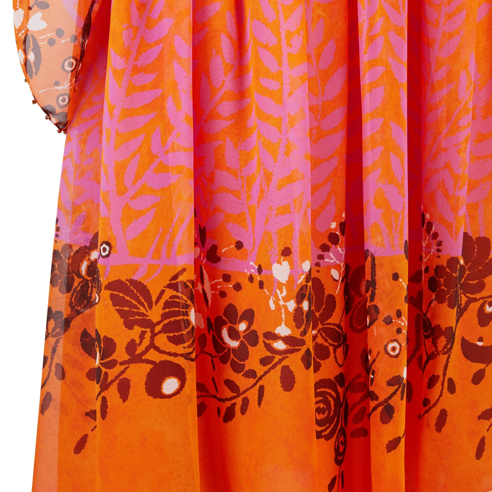 Robe longue fluide en soie - Orange