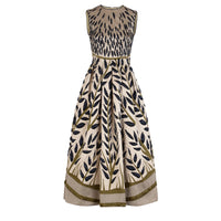 Robe à corolle feuillages - Beige