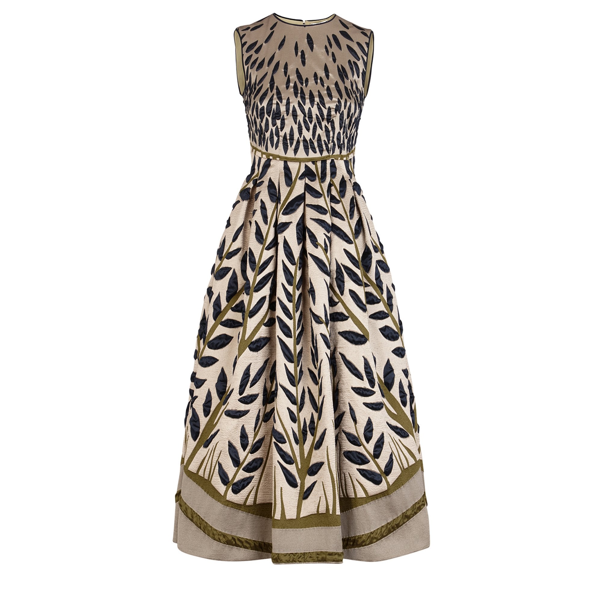 Robe à corolle feuillages - Beige