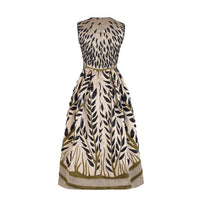 Robe à corolle feuillages - Beige