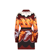 Robe chemisier en soie - Orange & Bordeaux