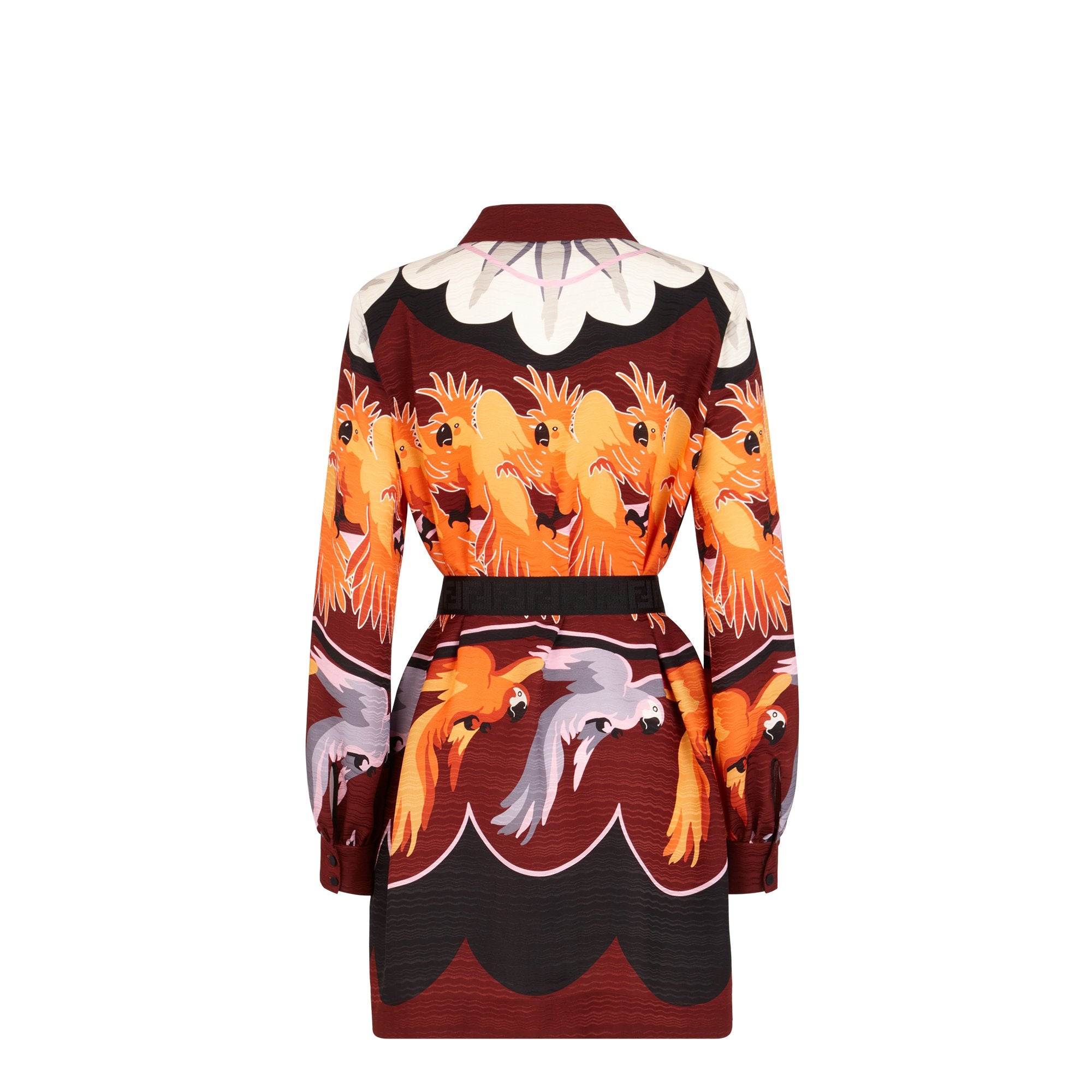 Robe chemisier en soie - Orange & Bordeaux